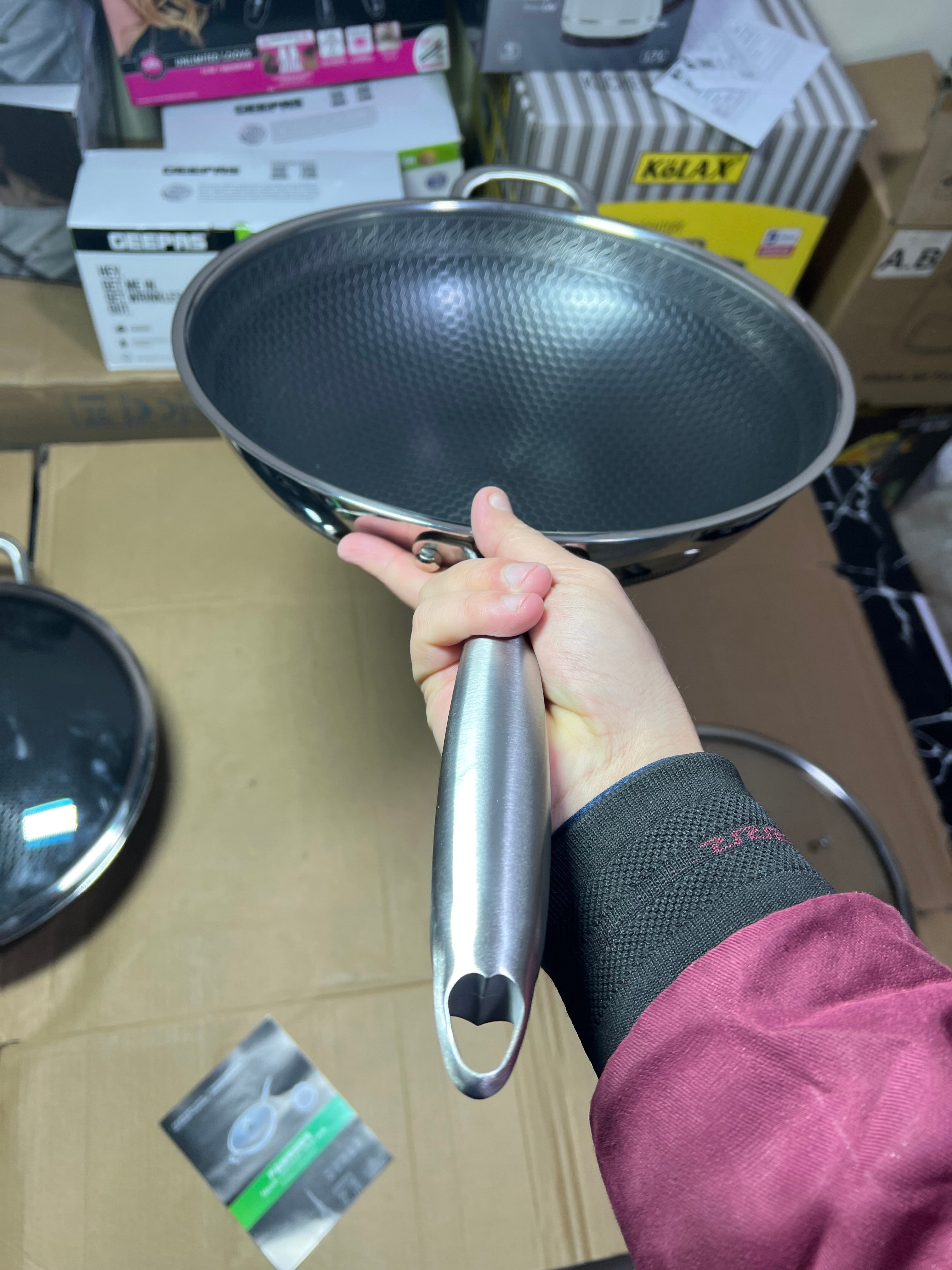 Germany lot lesser coating deep Frypan with led