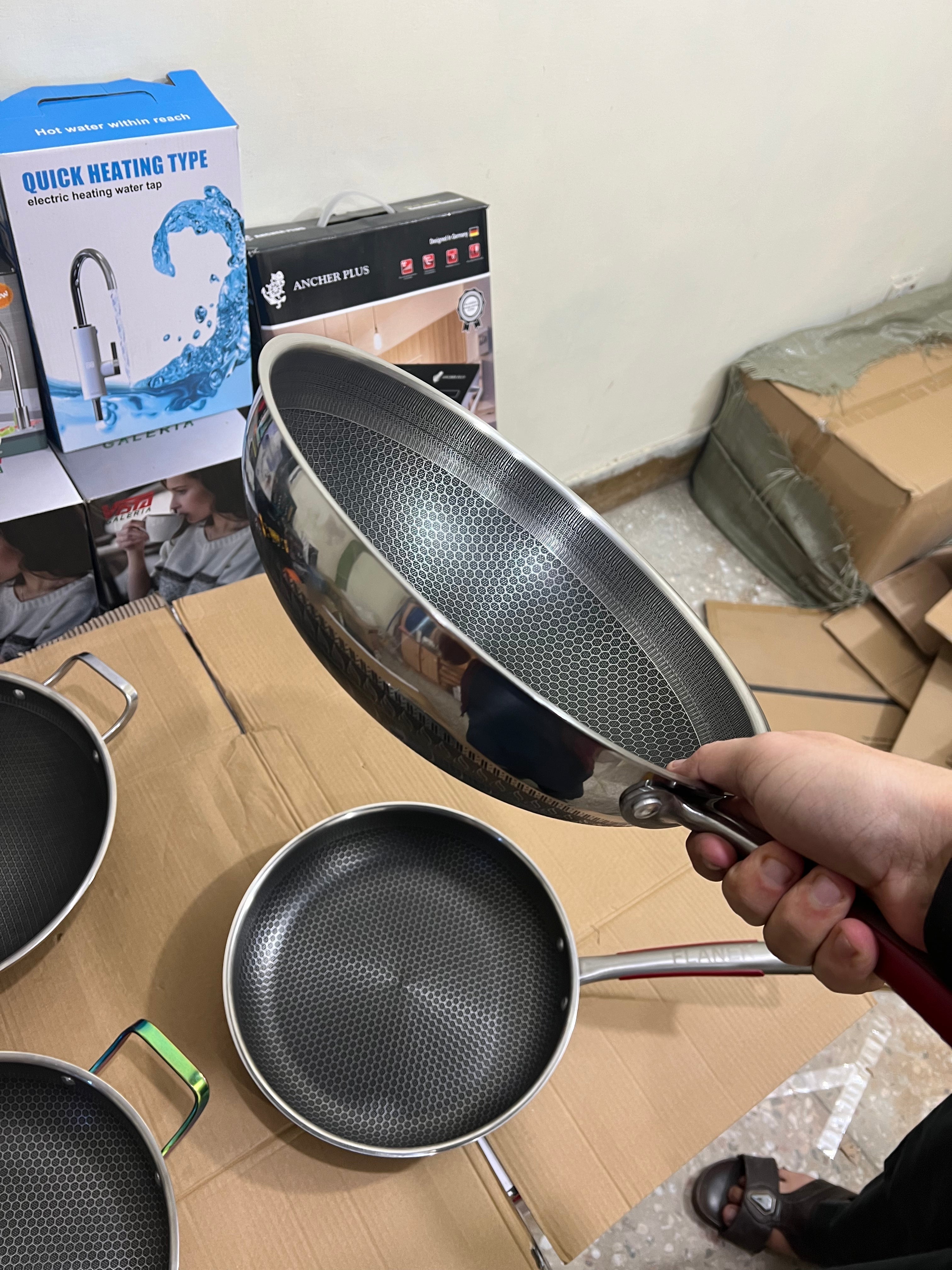 Germany lot lesser printed stainless steel Frypan